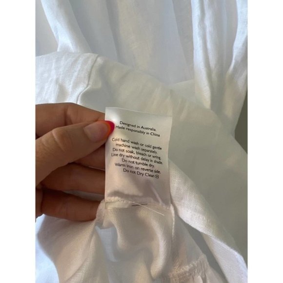 Ephemera Linen Garland Ruffle Neck Casual Mini Dress Women's White Size: 38 NWT - Picture 8 of 10